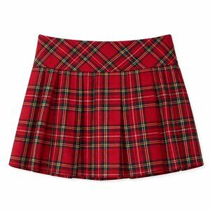 NWT ROYAL BONES Daang Goodman Red Tartan Yoke Pleat Plaid Preppy Skirt Size XL